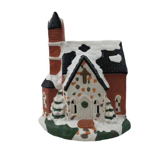 Caldor Hand Painted Porcelain Lighted House Church Christmas Holiday Vintage - Picture 4 of 10